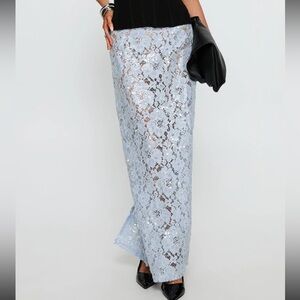 Light Blue Lace sequin Maxi Skirt